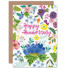 Bright Colourful Floral Pattern Partner Anniversary Card