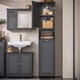 image 6 of SoBuy BZR124-DG,Tall Bathroom Storage Cabinet with Laundry Basket | Grey | Grey | 1