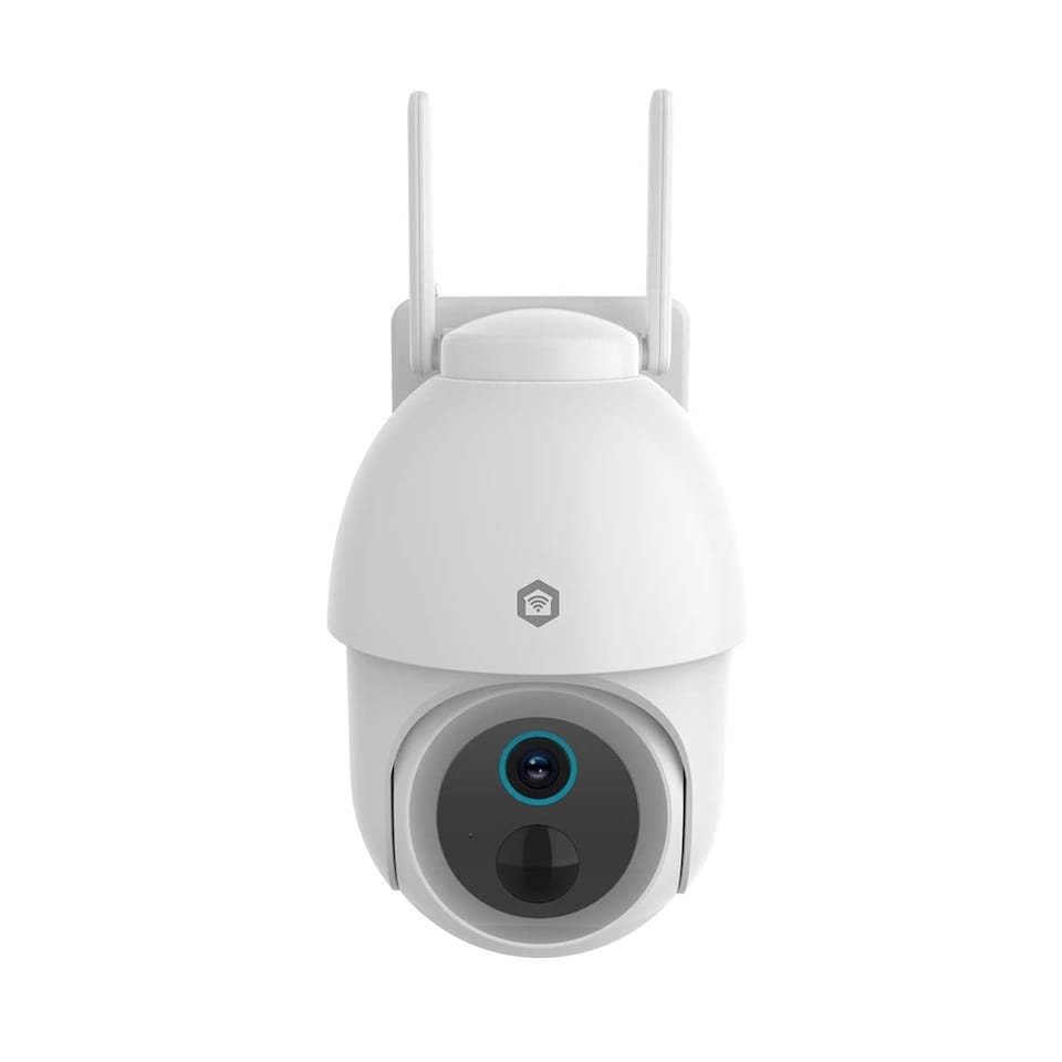 image 1 of Nedis Smart Outdoor Security Camera, 4K HD, Floodlight & Colour Night Vision, 355 Degree Pan & Tilt, Motion Detection, Auto-Tracking, AI Human Detection, 2-Way Audio - White