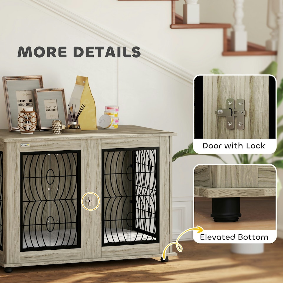 image 1 of PawHut Dog Crate Furniture, End Table for Extra Large Dogs w/ Cushion