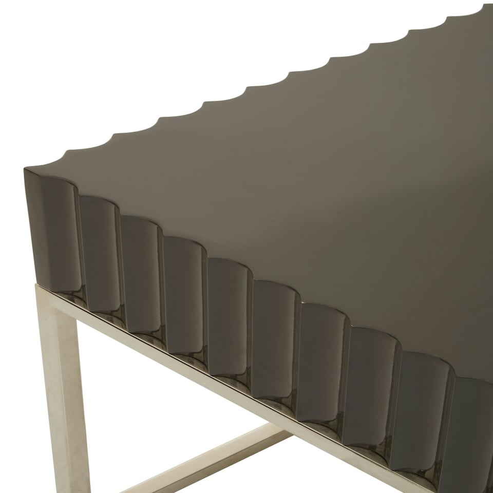 image 1 of Interiors by Premier Grey Hi Gloss Finish Square End Table Grey