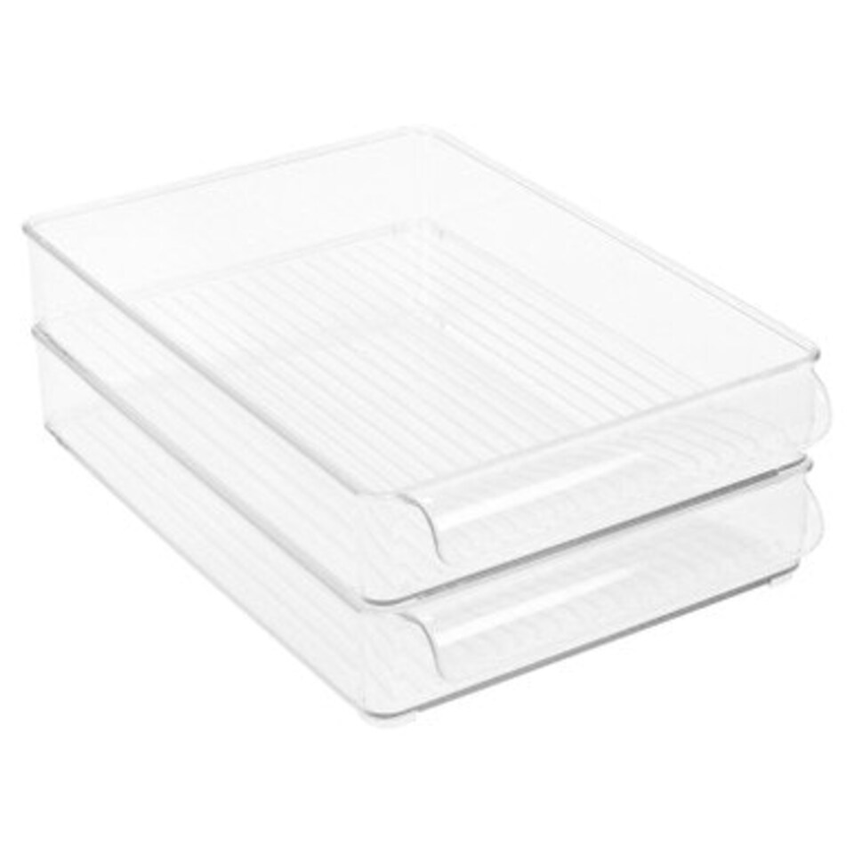 image 1 of 2 Clear Plastic Fridge Rack Box Cupboard Storage Holder Tray
