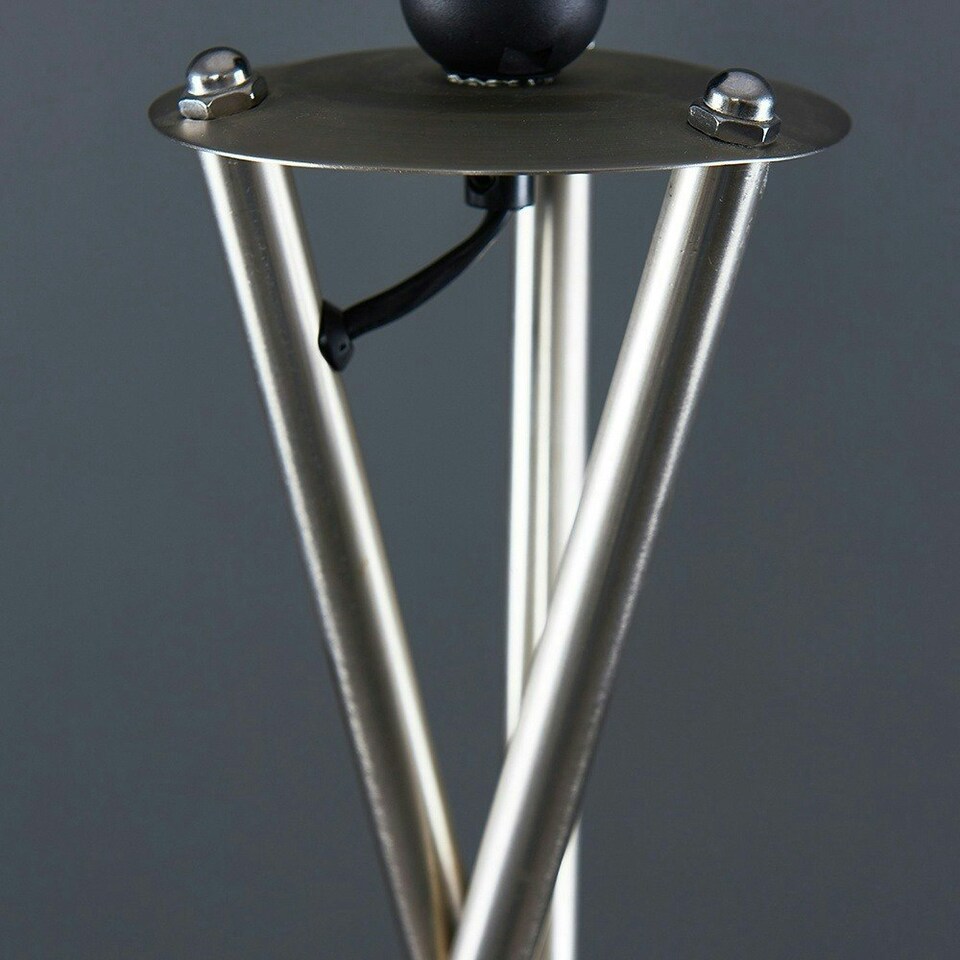 image 1 of ValueLights Camden Brushed Chrome Tripod Floor Lamp Grey Taper Shade & Bulb Grey