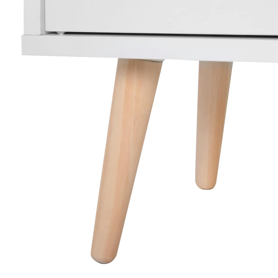 image 1 of HOMCOM Side Cabinet with Storage Drawer for Hallway, Kitchen White White | Natural Wood (Legs and Handles)