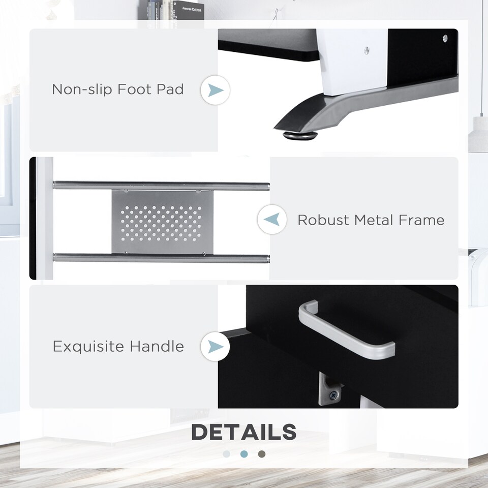 image 1 of HOMCOM Computer Desk with Sliding Keyboard Tray, Storage Drawers and Host Box Shelf, Home Office Desk, Study Workstation, 100 x 52 x 75cm, Black