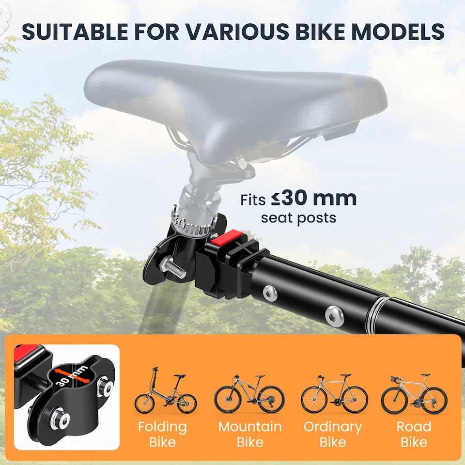 image 1 of HOMCOM Folding Bicycle Cargo Storage Cart and Luggage Trailer with Hitch