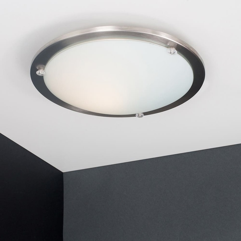 image 1 of ValueLights Cymbal Round Flush Silver Ceiling Light
