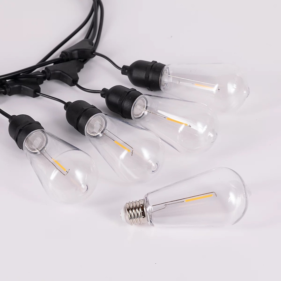 image 1 of TCP LED Festoon Lights 10M Indoor & Outdoor Decorative Lighting, ST64 E27 Warm White Mains Powered