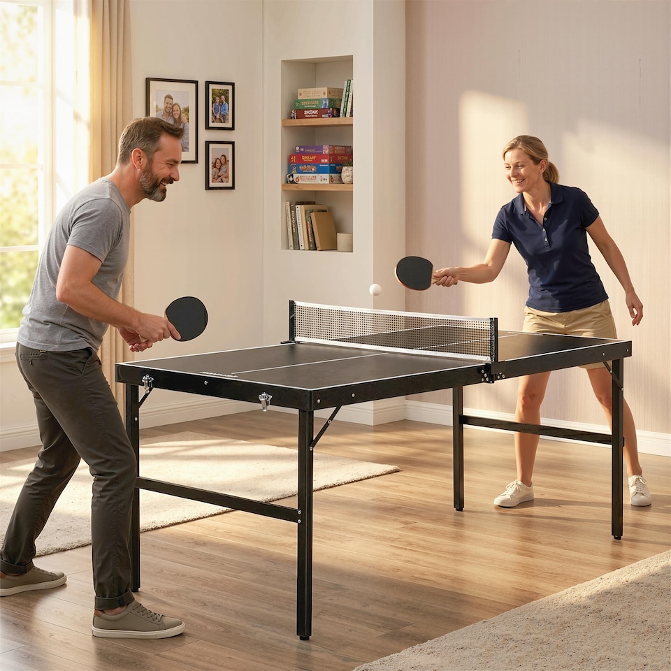 image 1 of SPORTNOW 5ft Mini Table Tennis Table, Folding Ping Pong Table