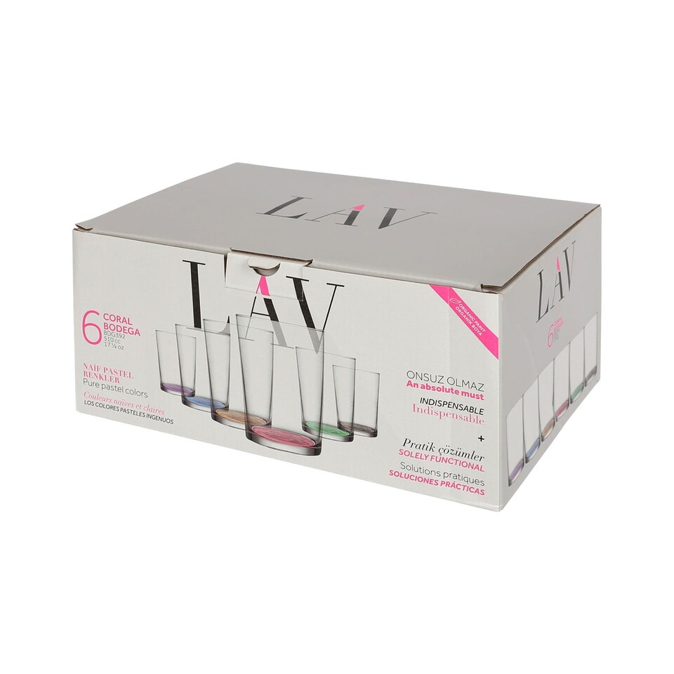 image 1 of LAV Bodega Highball Glasses - 520ml - Colour Base - Pack of 6 | Multi | Colour Base