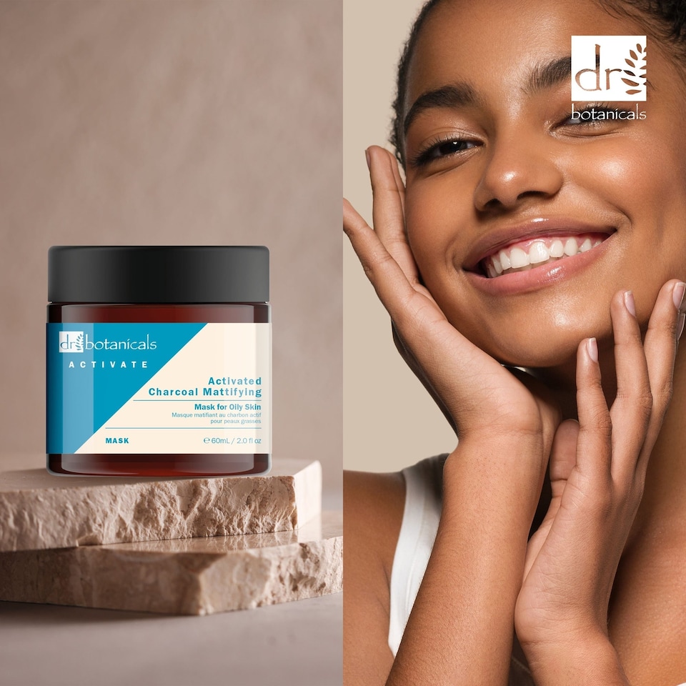image 1 of Dr Botanicals Activate Charcoal Mattifying Mask for Oily Skin 60ml x 2 Duo Set