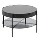 image 1 of Tipton Round Coffee Table in Black with Smoked Glass Top 75cm