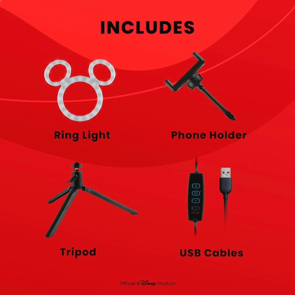 image 1 of Disney Mickey Mouse Selfie Ring Light with Table Tripod