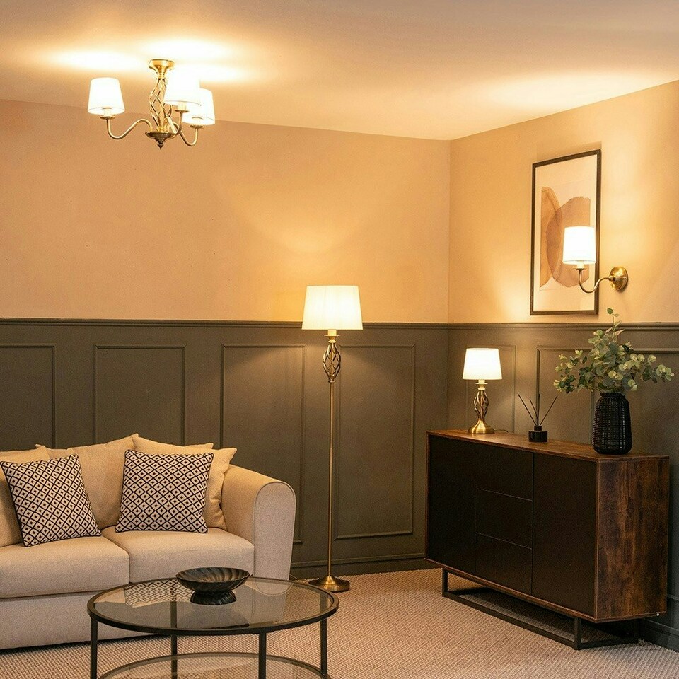 image 1 of ValueLights Memphis Antique Brass Twist Table Lamp