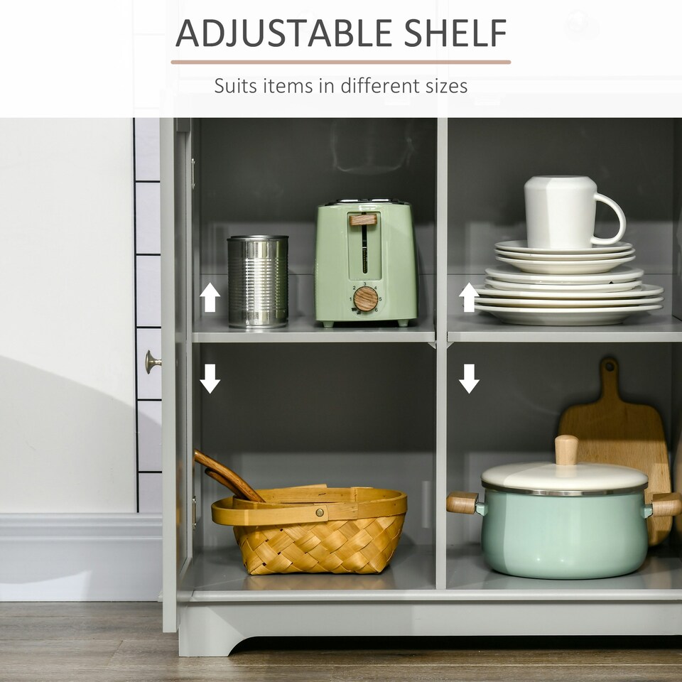 image 1 of HOMCOM Sideboard Buffet Cabinet with Storage Cabinets and Drawers, Grey Grey | Natural Wood
