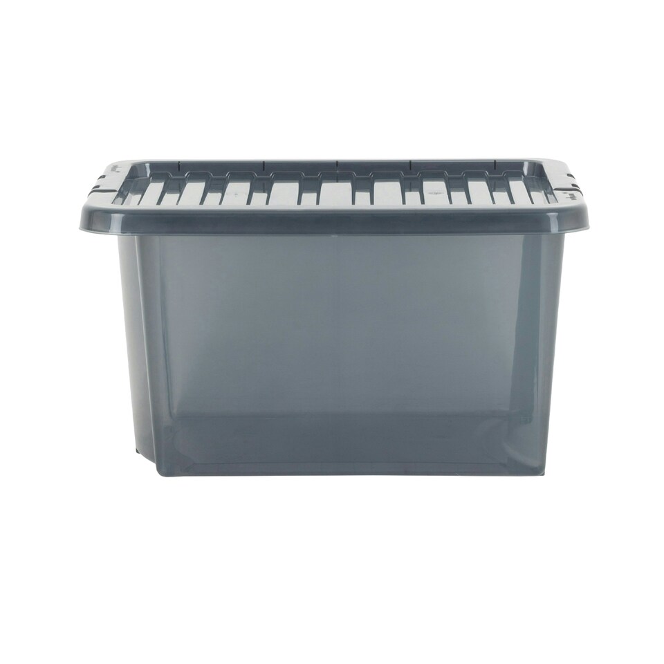 image 1 of Wham Crystal 5 x 28L Stackable Plastic Storage Boxes with Lids Black