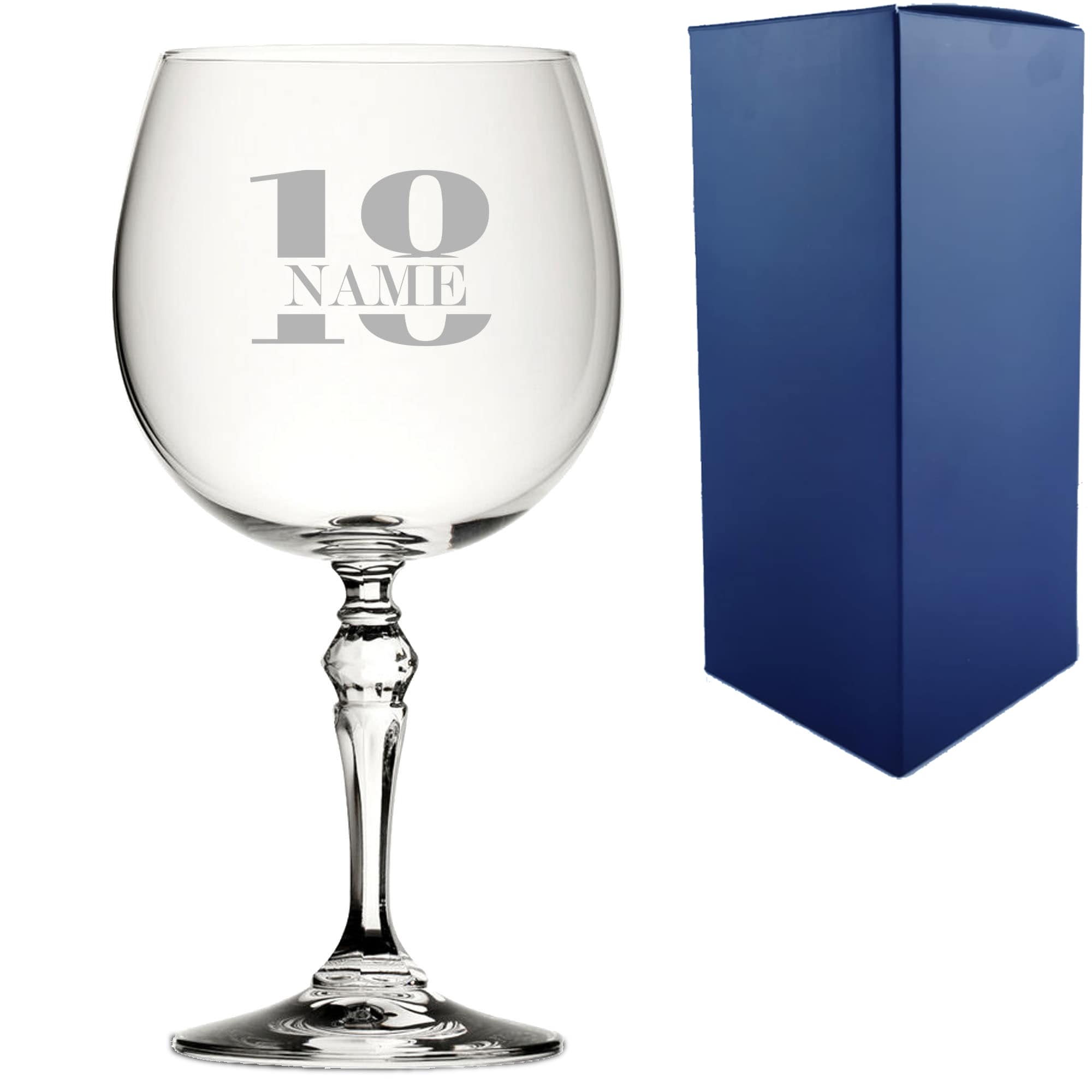 Uniqueful Personalised Crystal Gin Balloon Glass - 18th Birthday Design in Clear