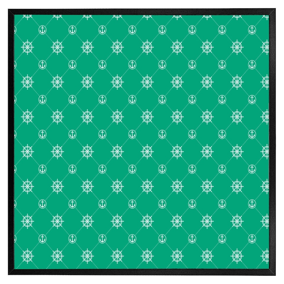 image 1 of Nautical elements on green (Picutre Frame) Brown | Oak | XS