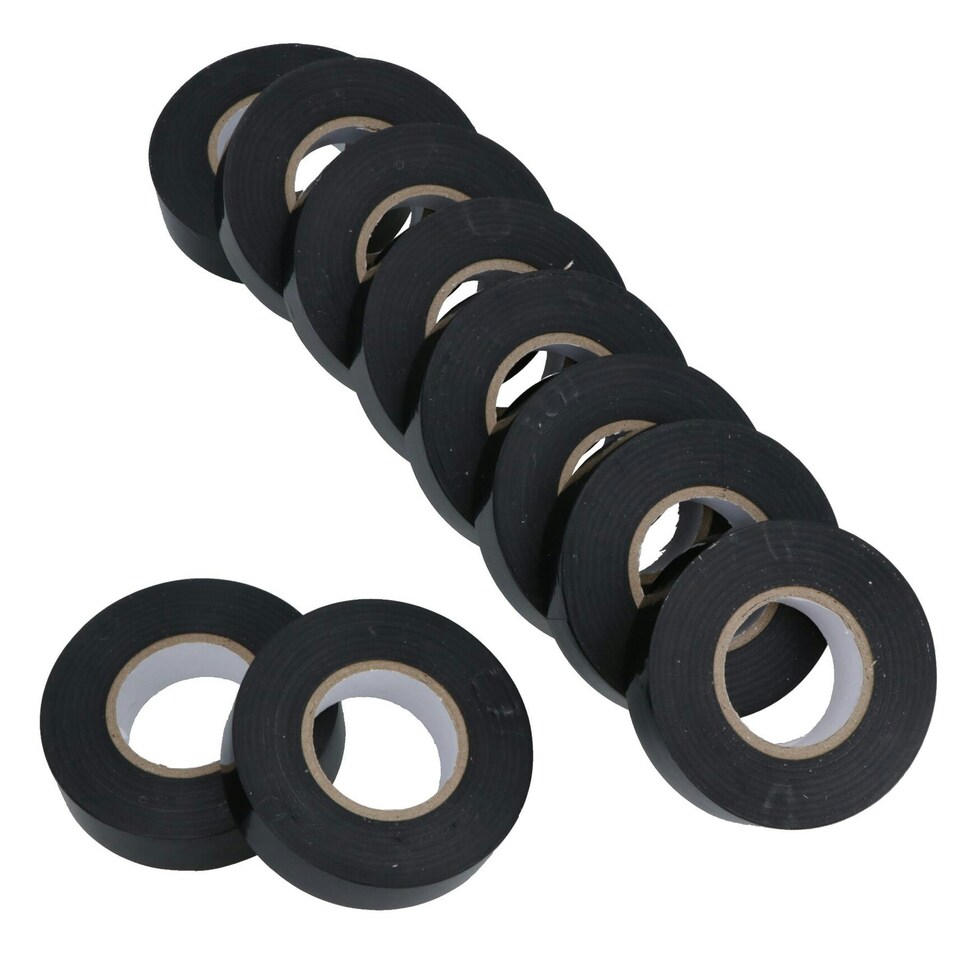 image 1 of BLACK electrical insulation tape 19mm wide x 20 metres long (pack of 10) TE482