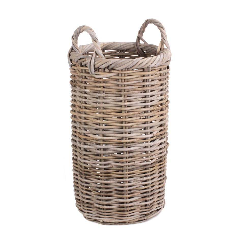 image 1 of Round Rattan Umbrella Basket | Grey | Grey | One Size