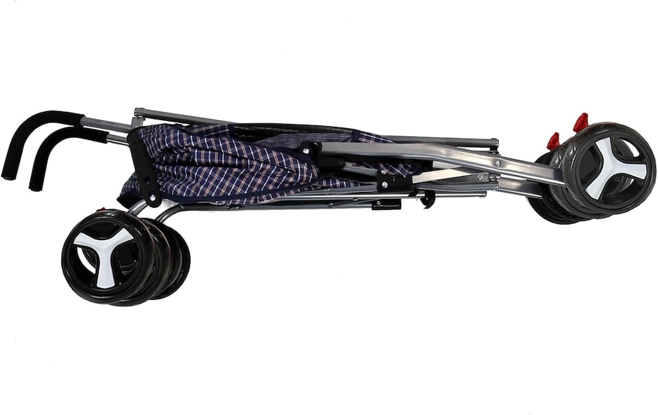 image 1 of Pet Stroller Dog Cat Puppy Pram Pushchair Travel Cart Jogging Buggy Carrier (Blue Tartan)