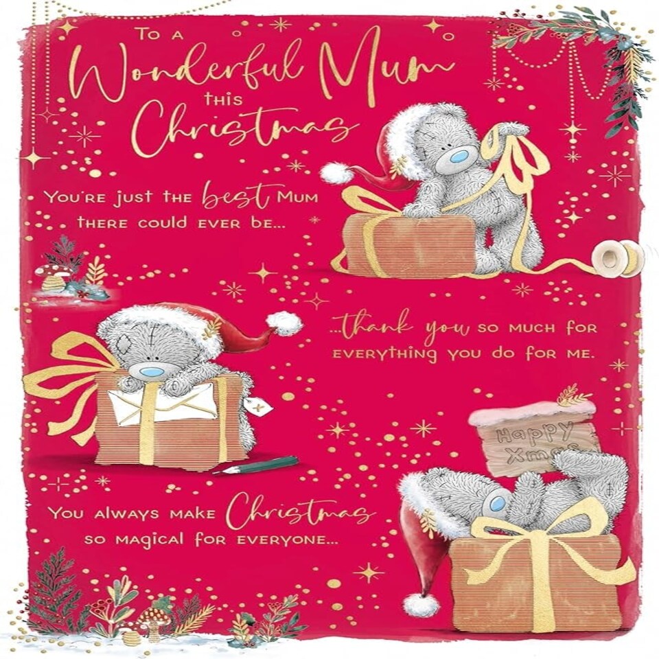 image 1 of Bears Wrapping Gifts Storyboard Mum Christmas Card