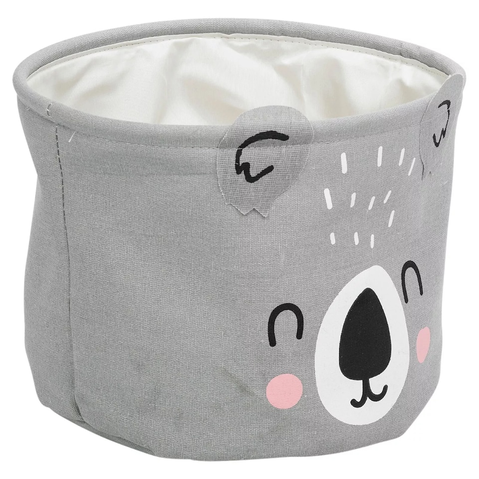 image 1 of 2 Pc Kids Animal Character Storage Baskets Toys Space Saving Organiser Hampers | Grey | Grey Koala Bear