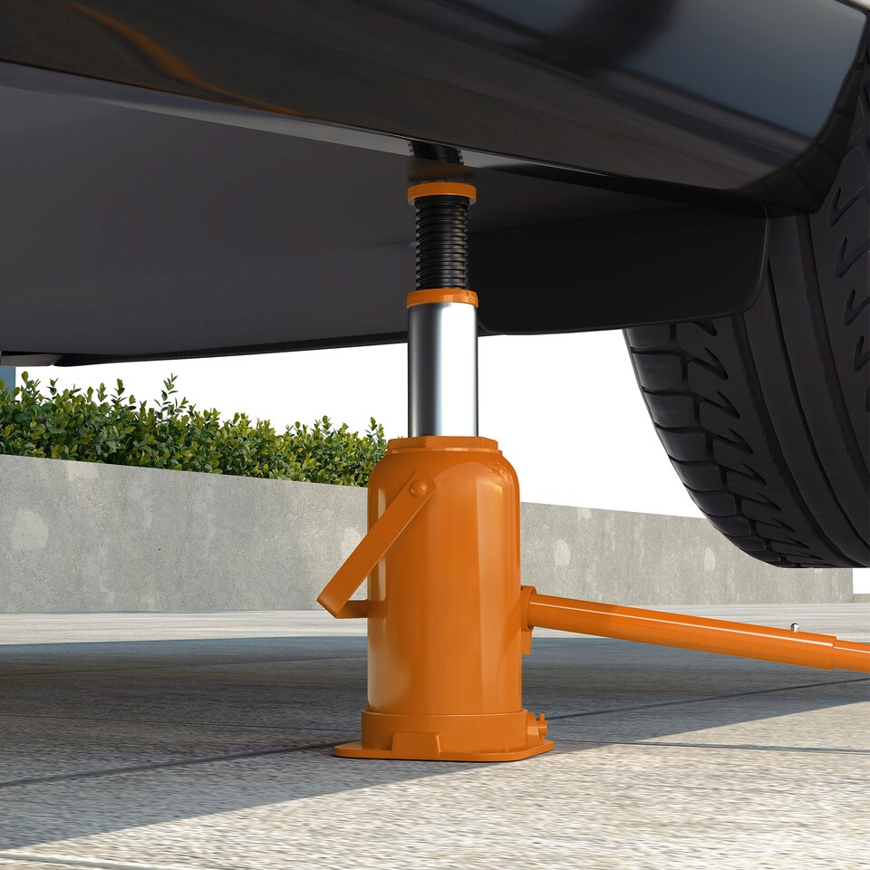 image 1 of HOMCOM 12 Tonne Hydraulic Bottle Jack with 19-37 cm Lifting Range, Heavy Duty Portable Compact Car Jack Lift with Saddle and 3 Section Handle for Pickup, Truck, Auto Repair Maintenance, Orange