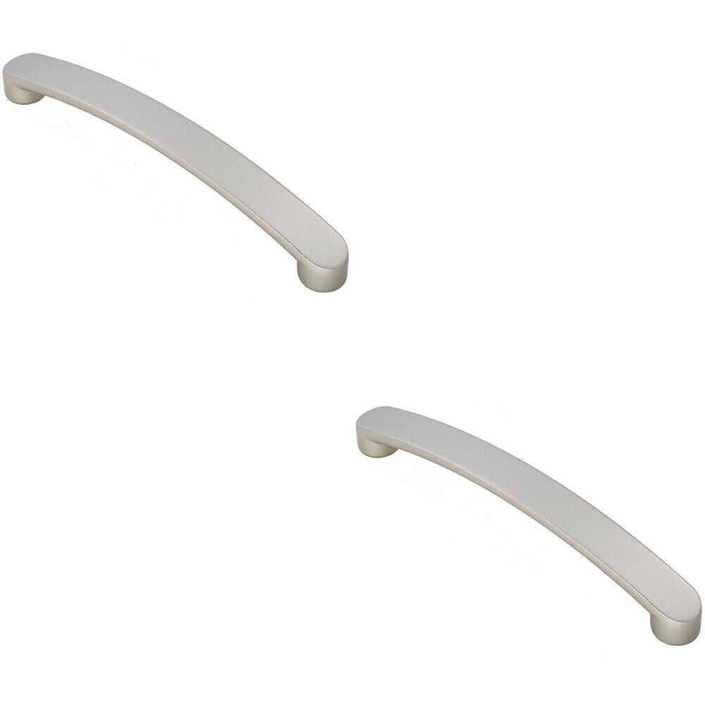 Loops 2x Flat Fronted Bow Pull Handle 179 x 19mm 160mm Fixing Centres Satin Nickel in Metallics