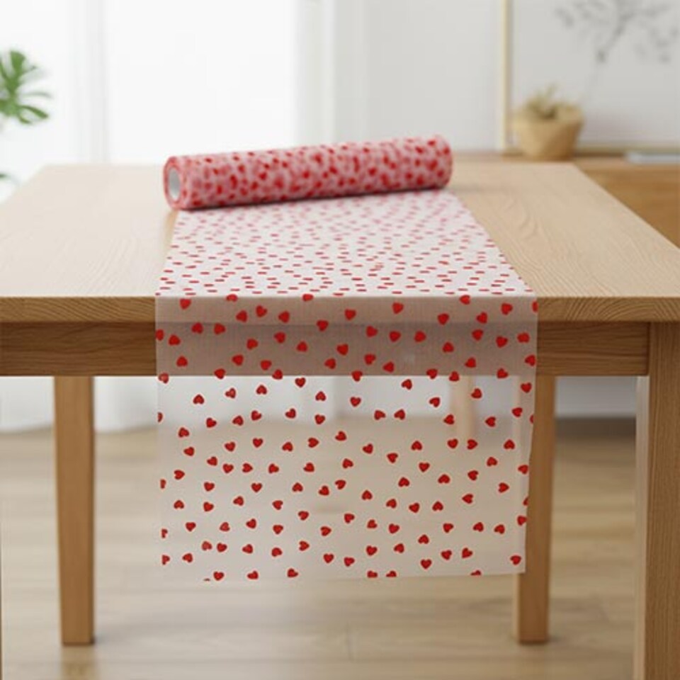 image 1 of Red Love Hearts Tulle Table Runner 9m