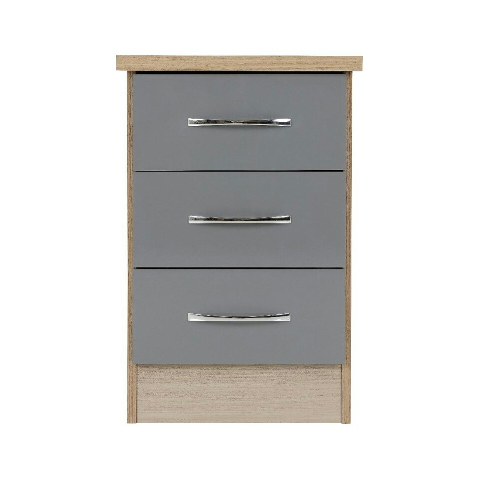 image 1 of Nevada 3 Drawer Bedside Cabinet White
