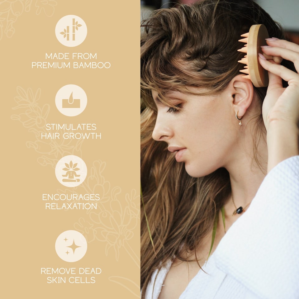 image 1 of LEVEL Wellbeing Bamboo Scalp Massager