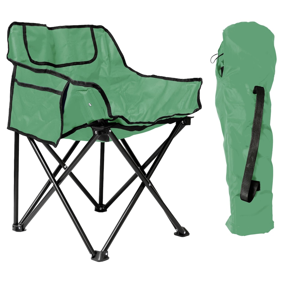 image 1 of Harbour Housewares Premium Folding Camping Chair with Pockets & Carry Bag - Green | Green | Green
