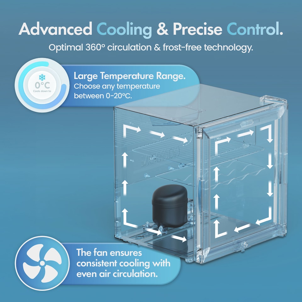 image 1 of VonHaus Drinks Fridge 43L with Reversible Glass Door