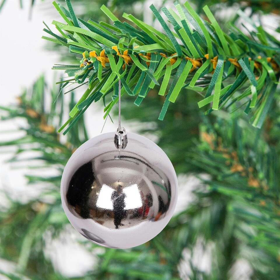 image 1 of 6 Pcs Set PVC Baubles Mid Grey 6cm