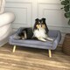 image 6 of PawHut Dog Sofa Bed Raised Couch with Wooden Frame and Soft Cushion, Grey