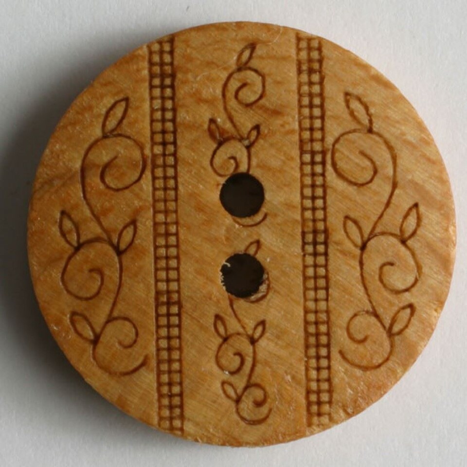 Dill Beige Round Wood Buttons for Dressmaking - 23mm - per value pack of 30