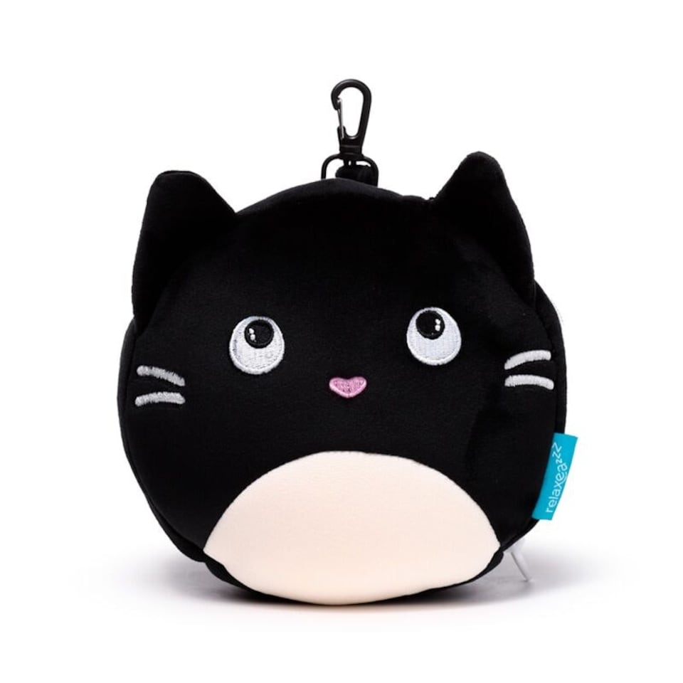 image 1 of Relaxeazzz Feline Fine Cat Plush Travel Pillow & Eye Mask