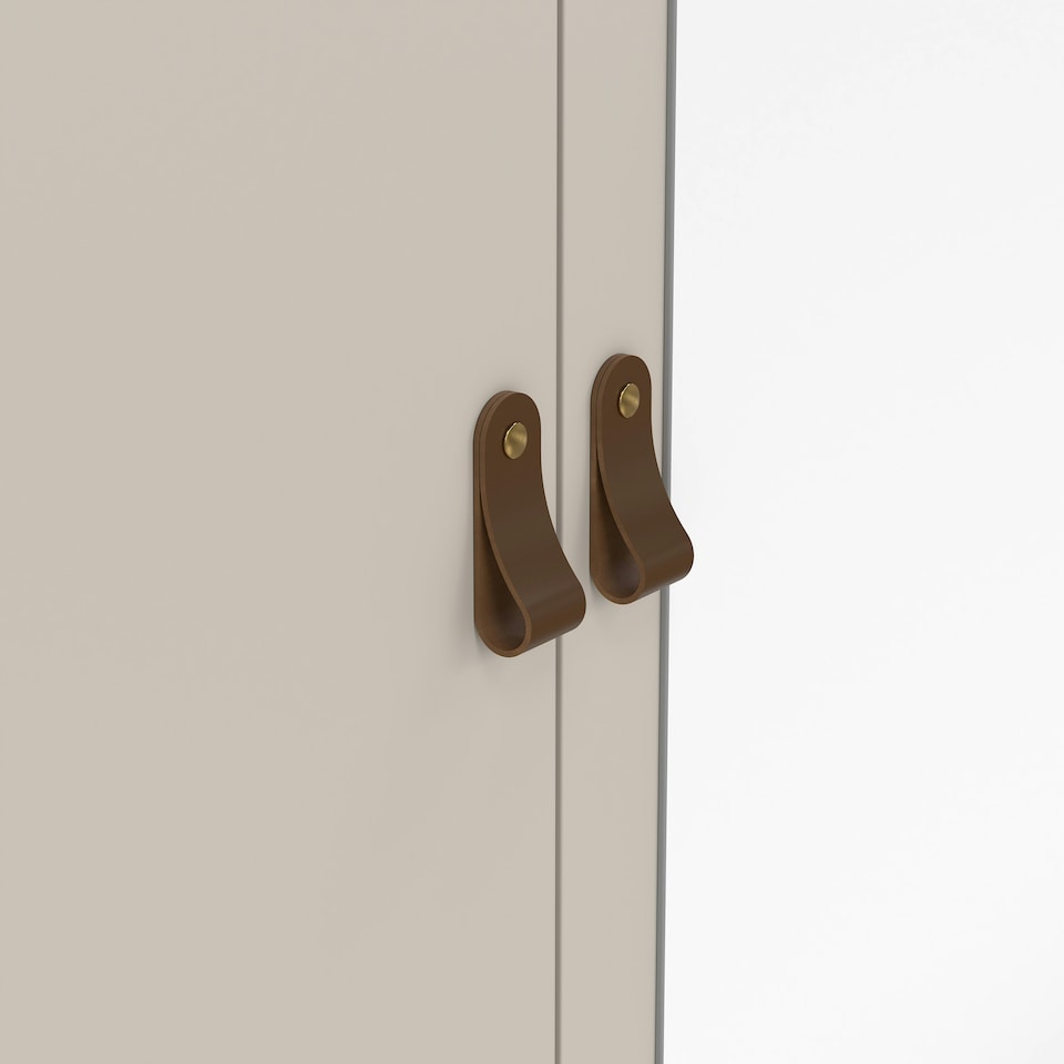 image 1 of Barcelona Wardrobe with 2 Doors + 1 Mirror Door + 2 Drawers in Cashmere Cream