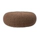 image 1 of Homescapes Chocolate Brown Large Round Cotton Knitted Pouffe Footstool