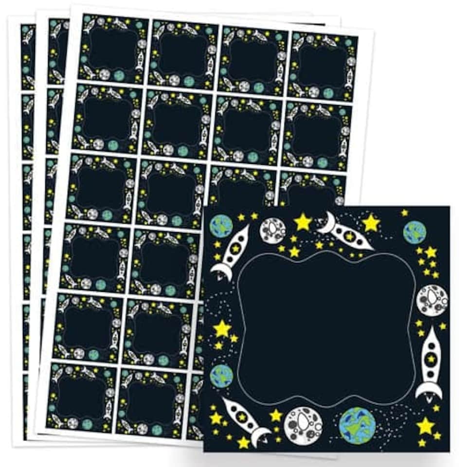 Space Design 40mm Square Sticker sheet of 24