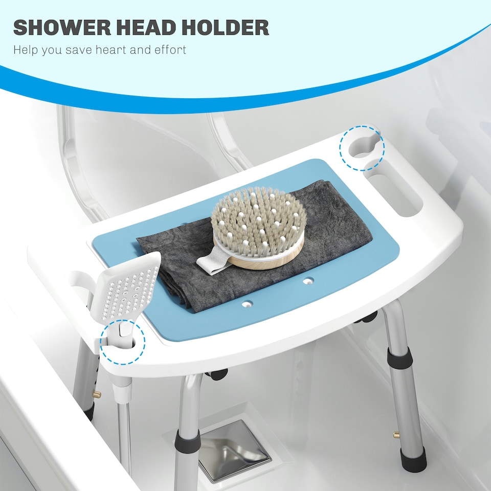 image 1 of HOMCOM Shower Stool for Elderly Disabled Adjustable Shower Stool Light Blue