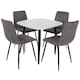 image 2 of Aspen White 80cm Square Dining Table with 4 Upholstered Cord Fabric Diamond Stitch Chairs - Stylish Compact Dining Set | Grey | Grey | 1