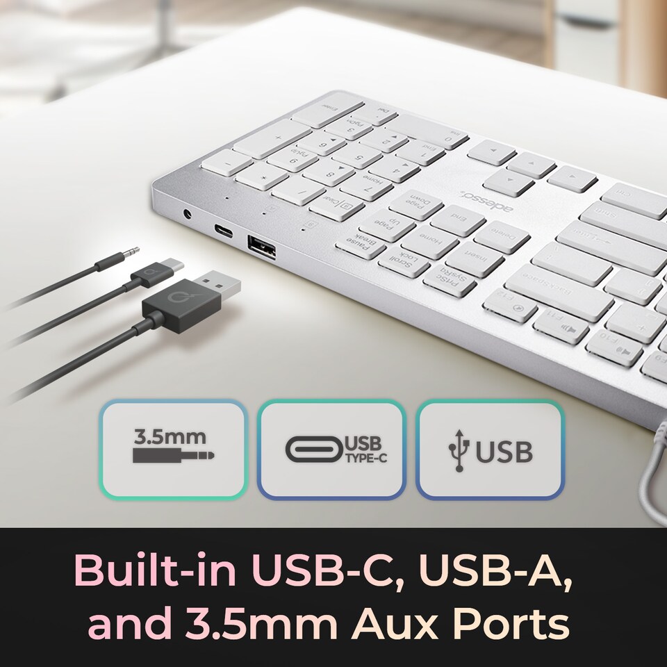 image 1 of Adesso USB-C Multi OS Keyboard with Co-Pilot AI Hotkey and Scissor Switches