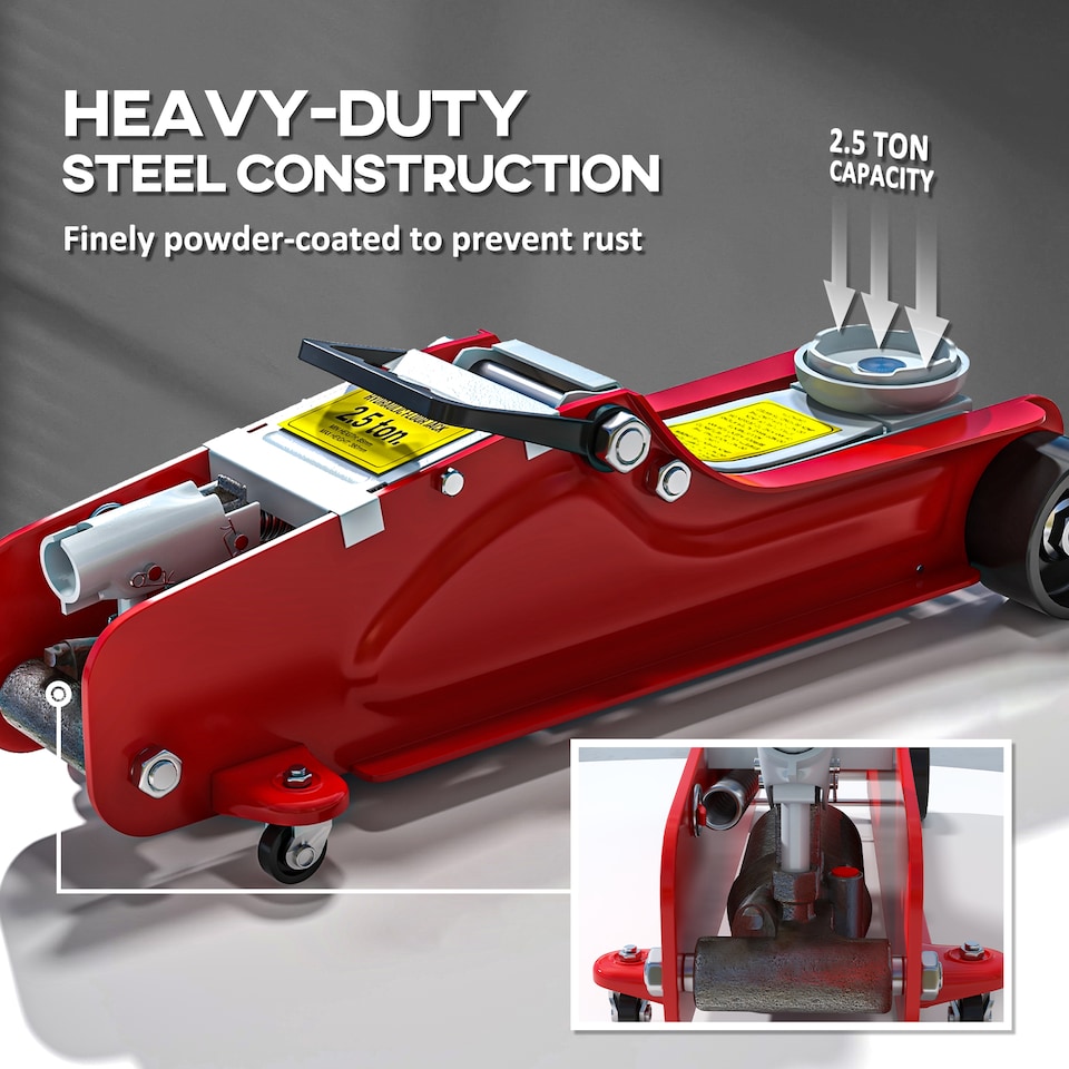 image 1 of HOMCOM Hydraulic Low Profile Jack, 8-38cm 2.5 Ton Racing Car Jack Kit, Red