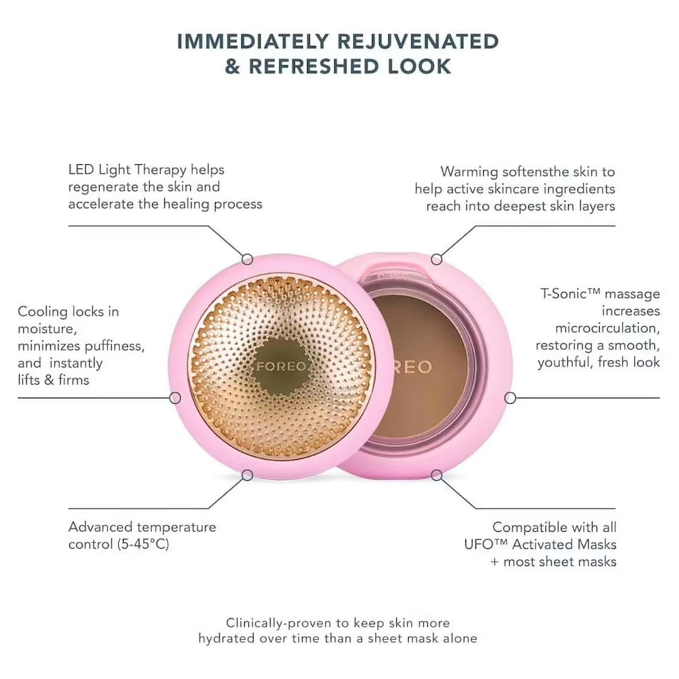 image 1 of FOREO UFO Face Mask Treatment Device Highly Advanced for Dry Skin, Pearl Pink