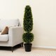 image 4 of COSTWAY 120CM Artificial Boxwood Topiary Tree with Natural Vines Green | One Size