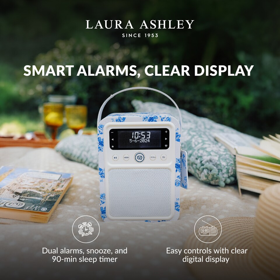 image 1 of Laura Ashley Portable DAB Radio Alarm Clock Monty DAB+FM Digital Radio