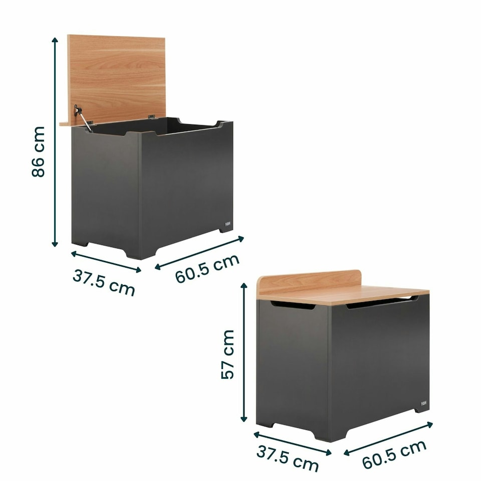 image 1 of Tutti Bambini Toy Box - Slate/Oak