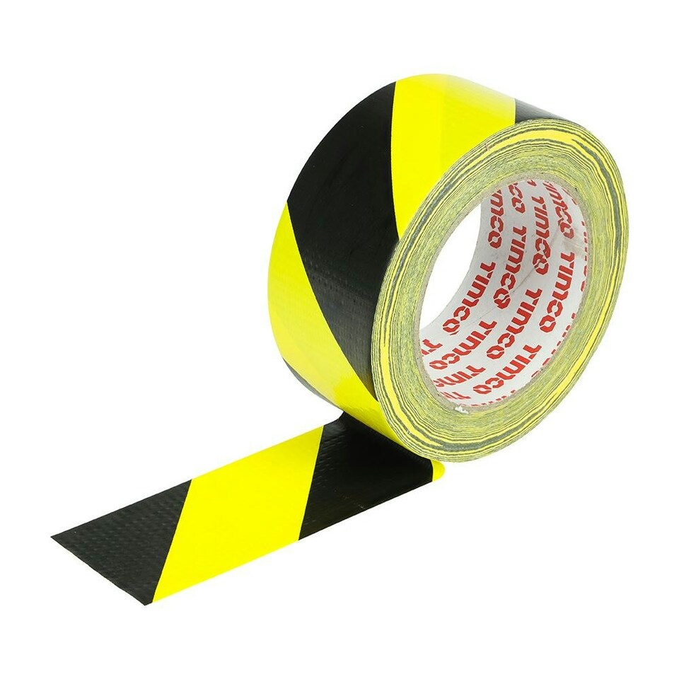 image 1 of Timco - Hazard Warning Cloth Tape - Yellow and Black (Size 33m x 50mm - 1 Each)